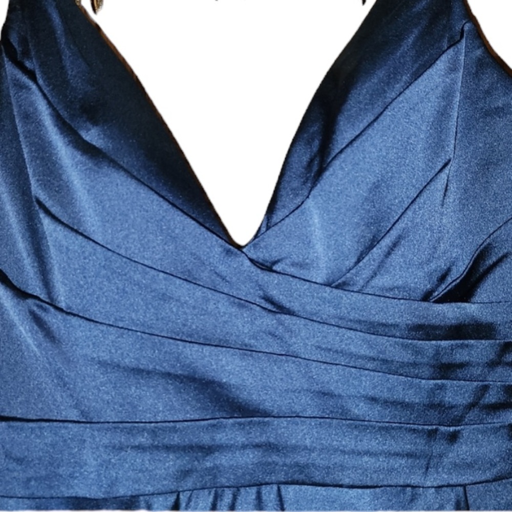 La Femme High Slit Long Satin Dress Sleeveless Full Length Formal Prom size 6 - Picture 9 of 11